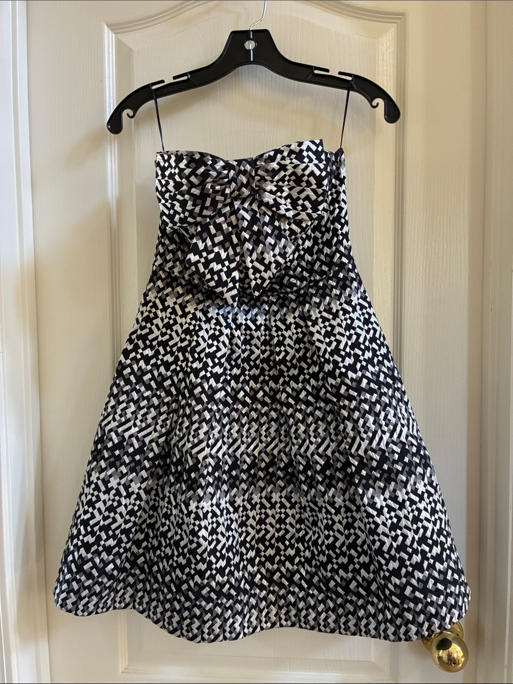 *VINTAGE* SIZE 0-Eva Franco Black and White Strapless COCKTAIL DRESS-CLASSIC!